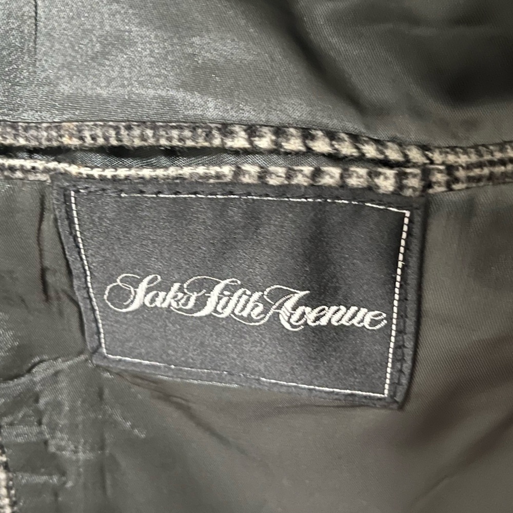 Saks Fifth Avenue Camel Hair Gray Checkered Men's Blazer - Picture 5 of 7